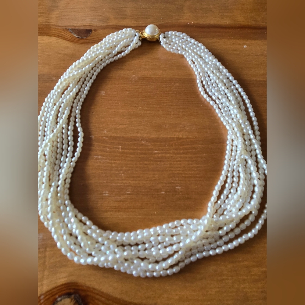 Vintage Collier En Vraies Perles 17"